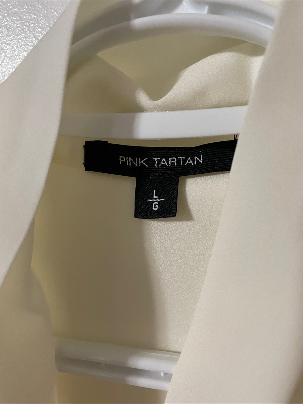 Pink Tartan Cream Blouse With Tie Size Large - Picture 2 of 5